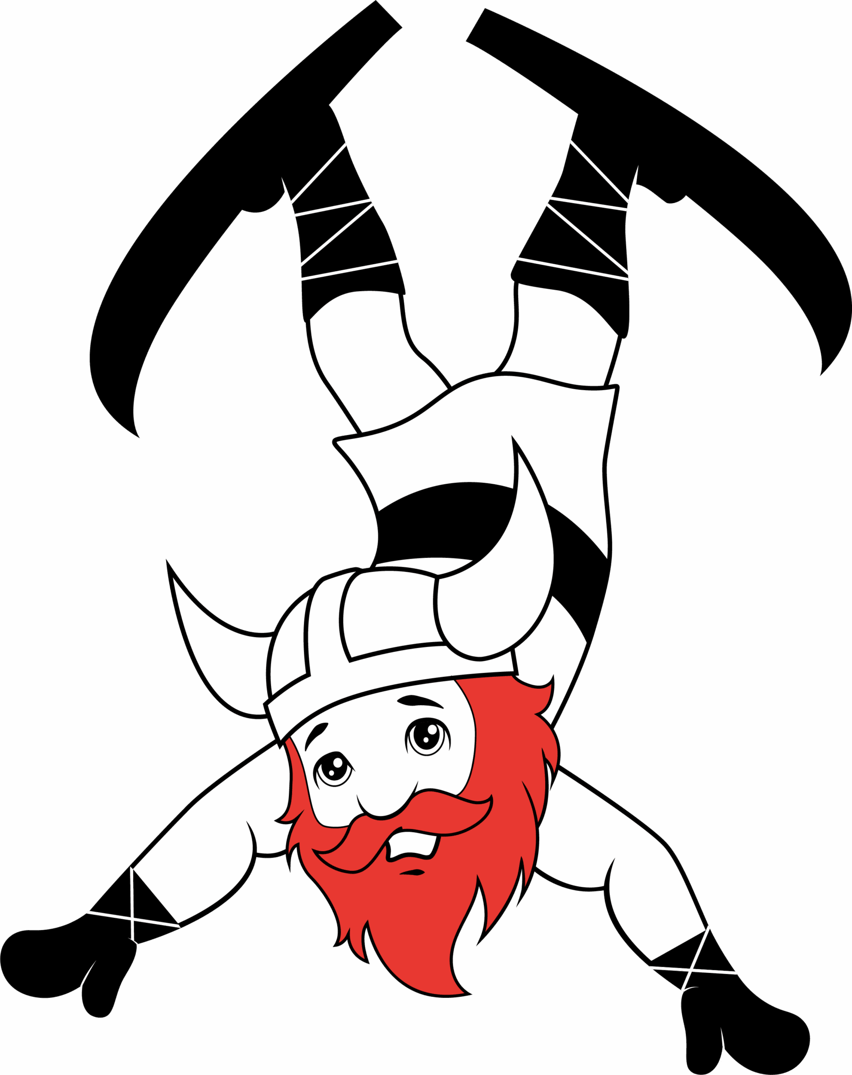 A cartoon Viking with a red beard and horned helmet.